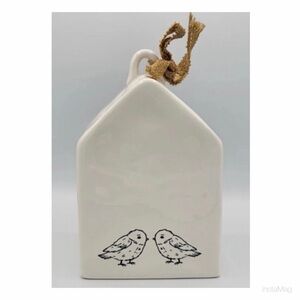 NEW Rae Dunn Love Birds Birdhouse Home Decor Ceramic Double Sided